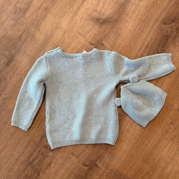 New Carters Baby Boy Gray Knitted Lion Retro Modern Sweater Size 18M w hat - Picture 5 of 5